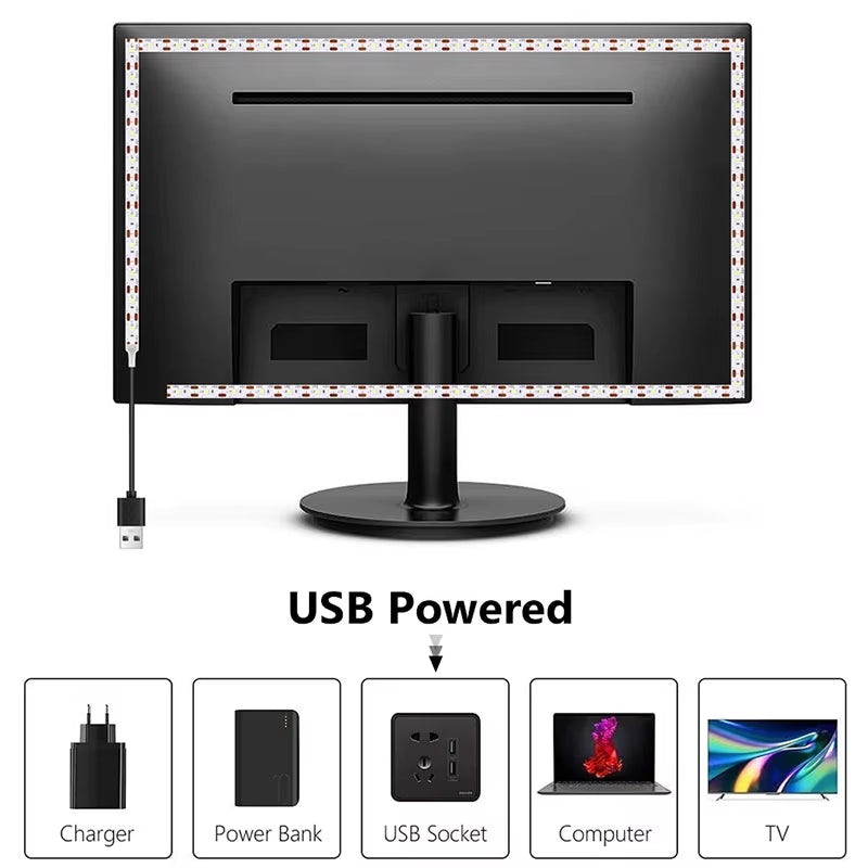 White Led Strip Lights Usb for Tv Smart Led Tape Light 5V Flexible Led Lighting Strips Adhesive Led Lights Strip 60Led