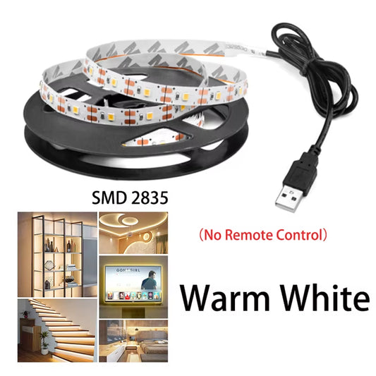 White Led Strip Lights Usb for Tv Smart Led Tape Light 5V Flexible Led Lighting Strips Adhesive Led Lights Strip 60Led